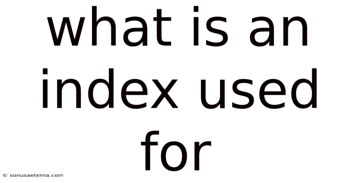 What Is An Index Used For