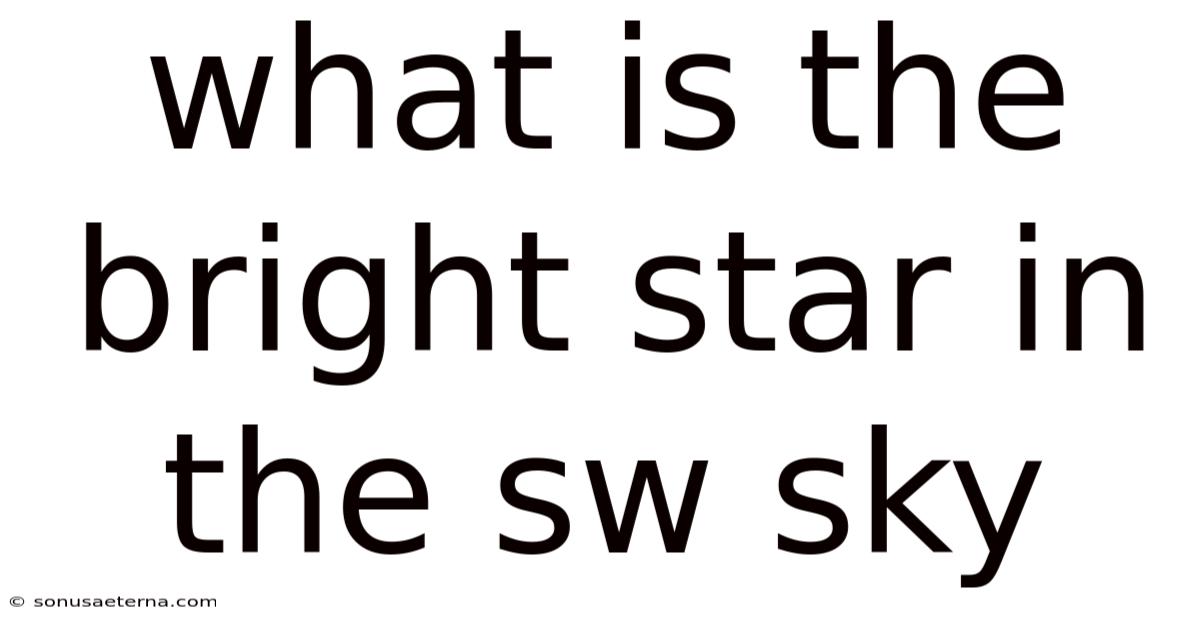 What Is The Bright Star In The Sw Sky