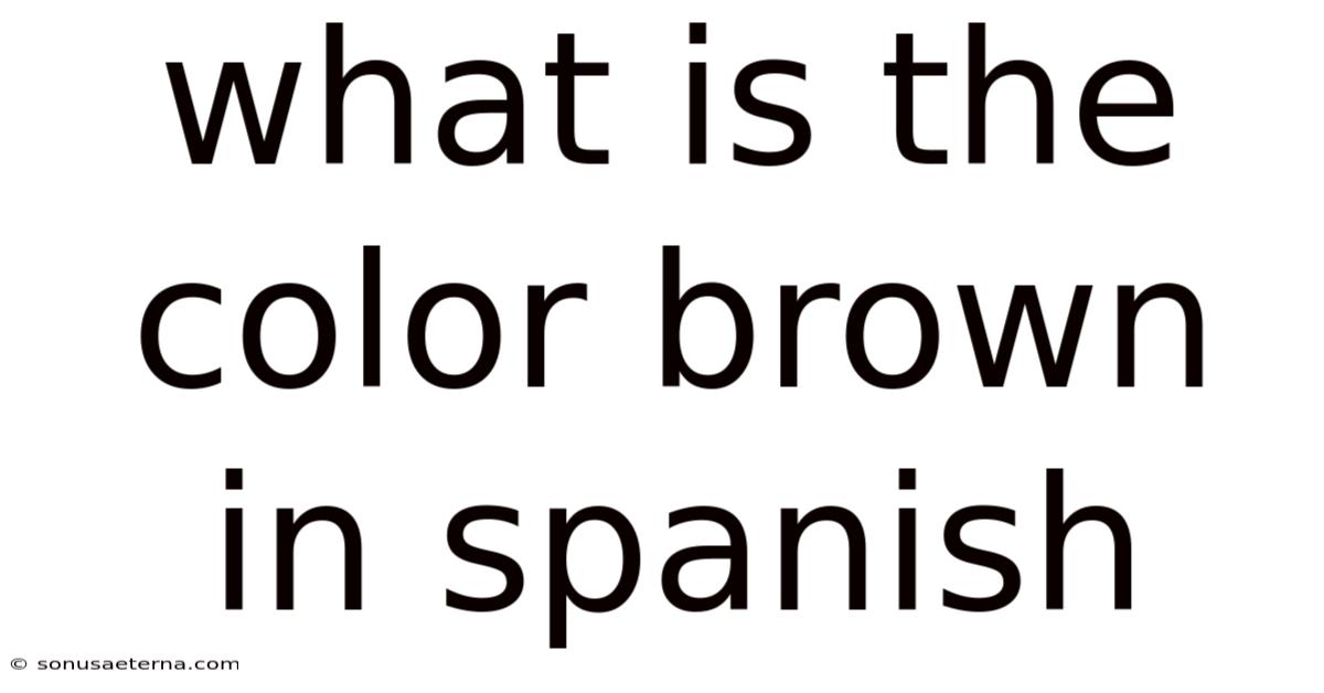 What Is The Color Brown In Spanish