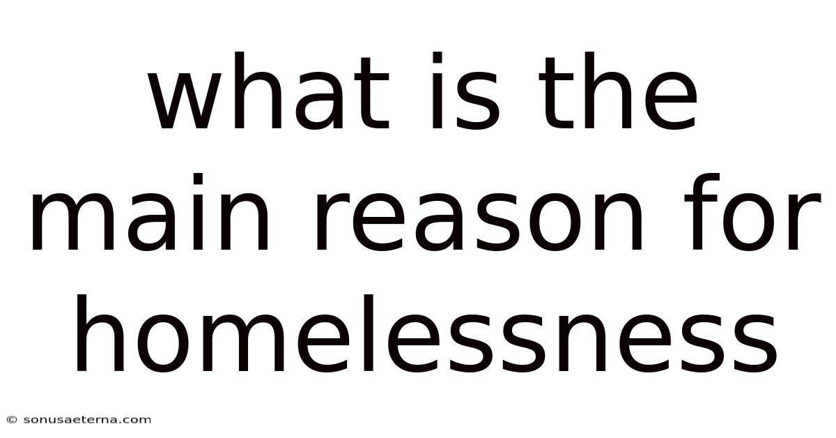 What Is The Main Reason For Homelessness