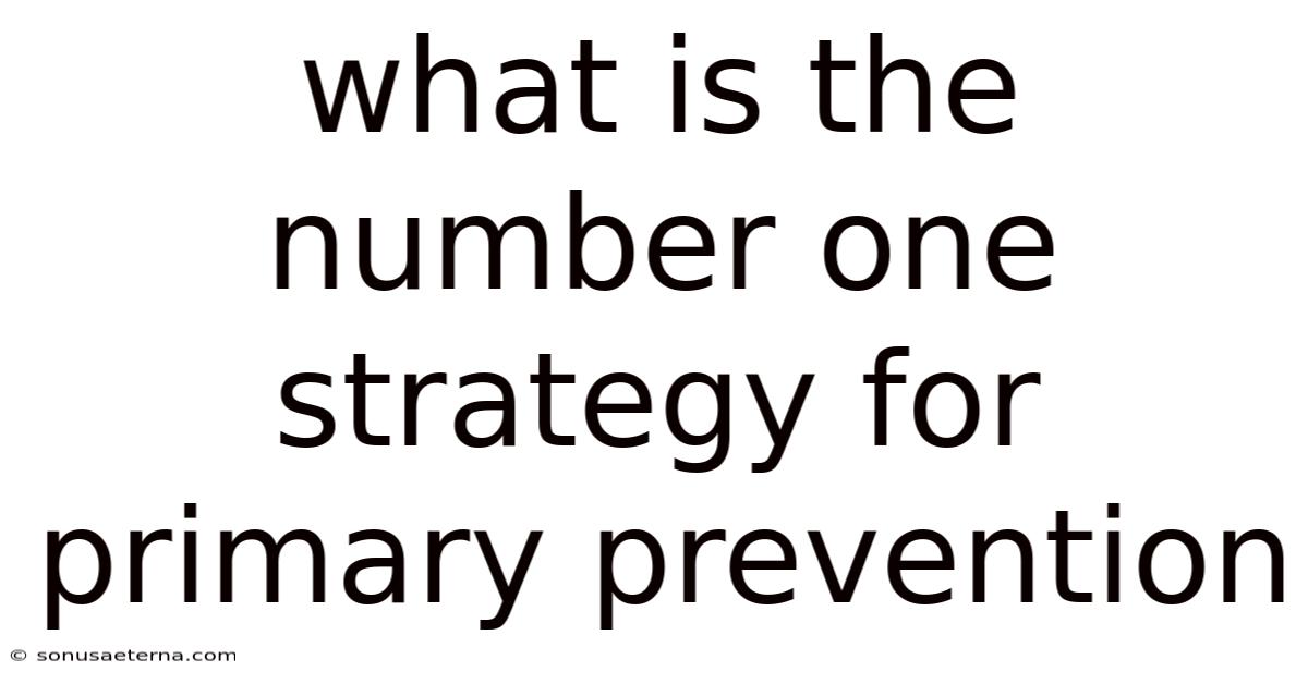 What Is The Number One Strategy For Primary Prevention