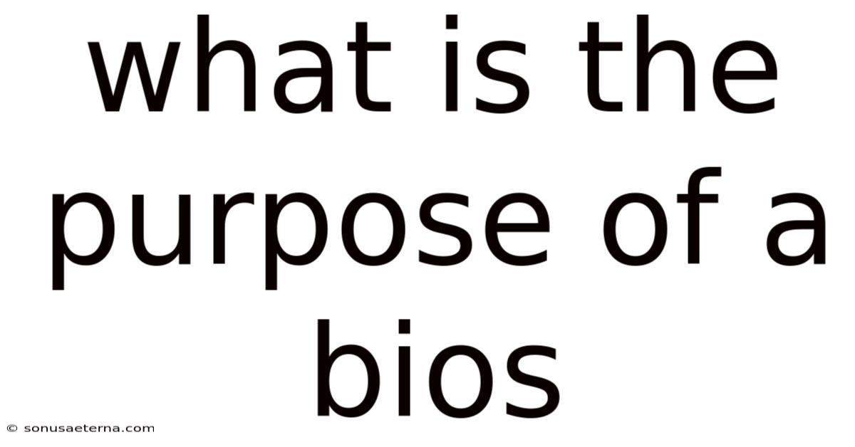 What Is The Purpose Of A Bios