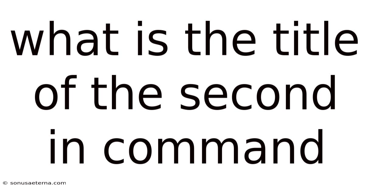 What Is The Title Of The Second In Command