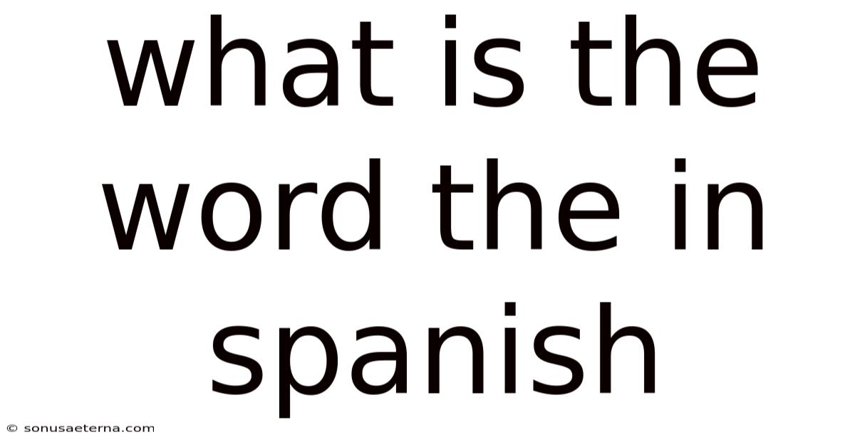 What Is The Word The In Spanish