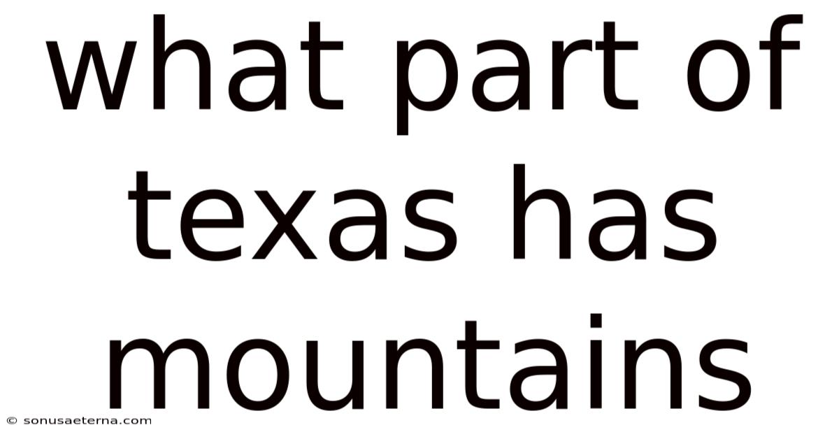 What Part Of Texas Has Mountains