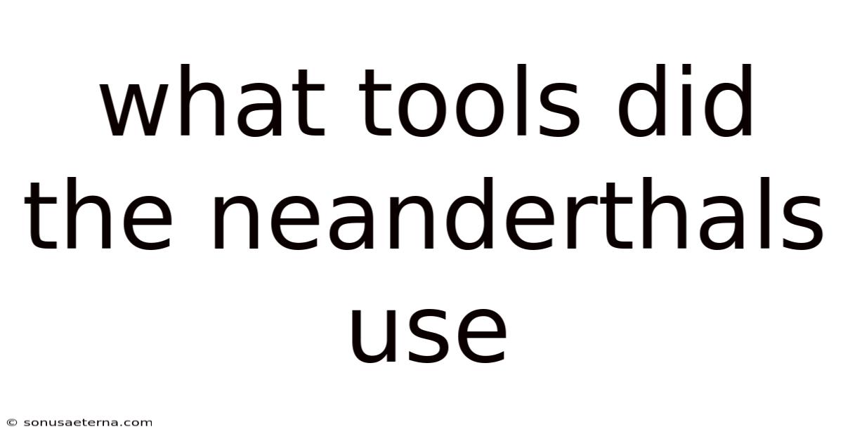 What Tools Did The Neanderthals Use