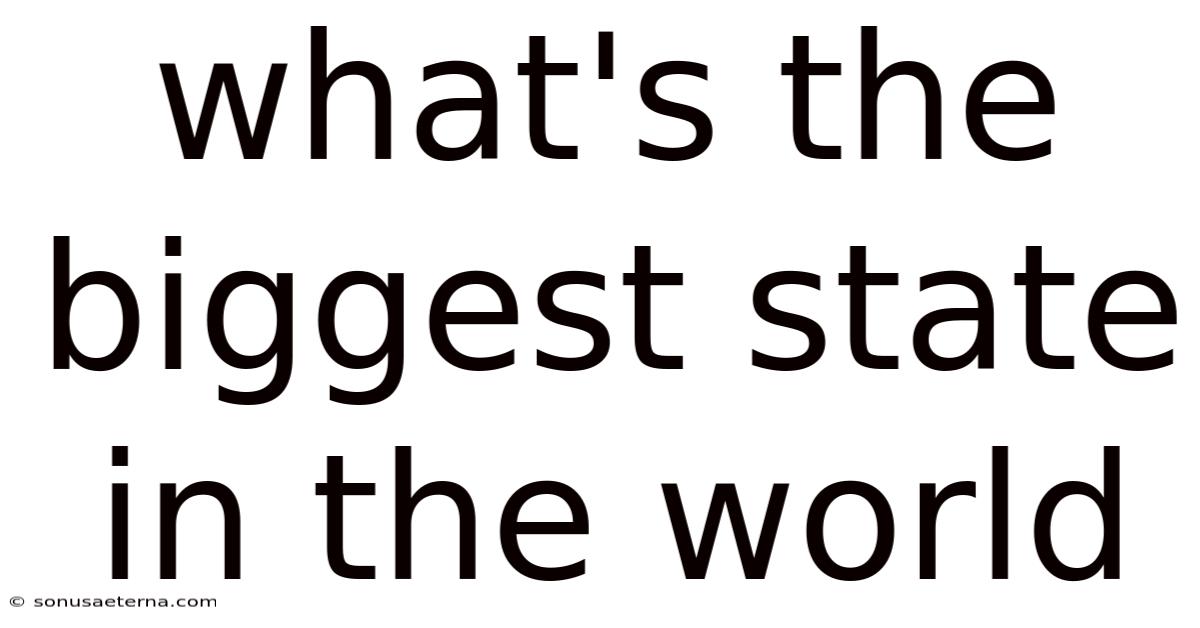 What's The Biggest State In The World