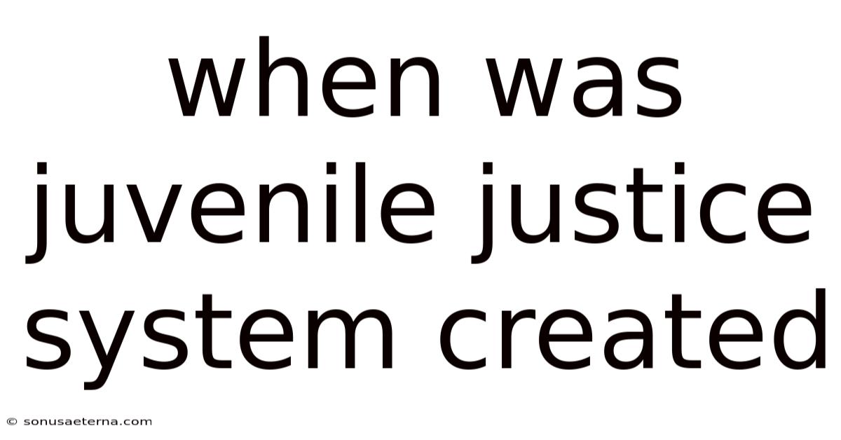 When Was Juvenile Justice System Created