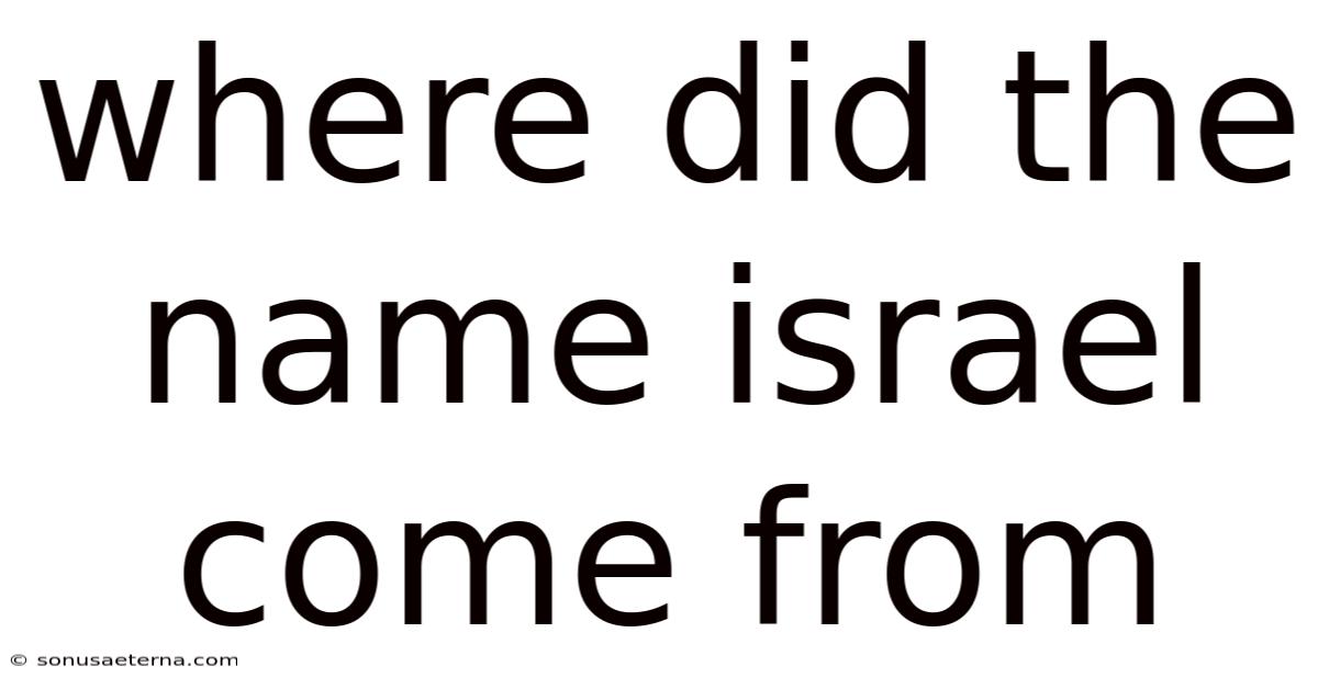 Where Did The Name Israel Come From