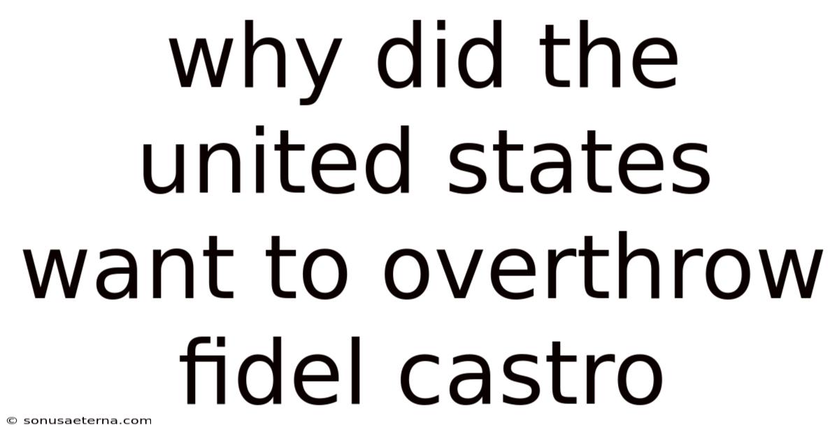 Why Did The United States Want To Overthrow Fidel Castro