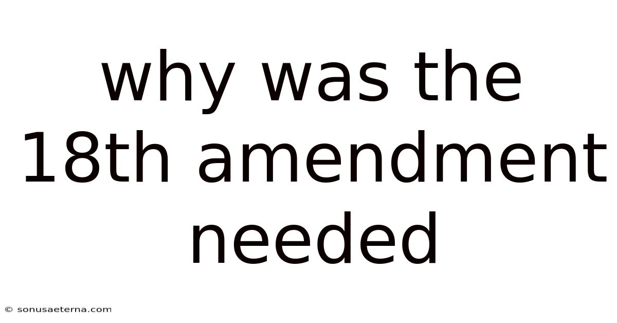 Why Was The 18th Amendment Needed