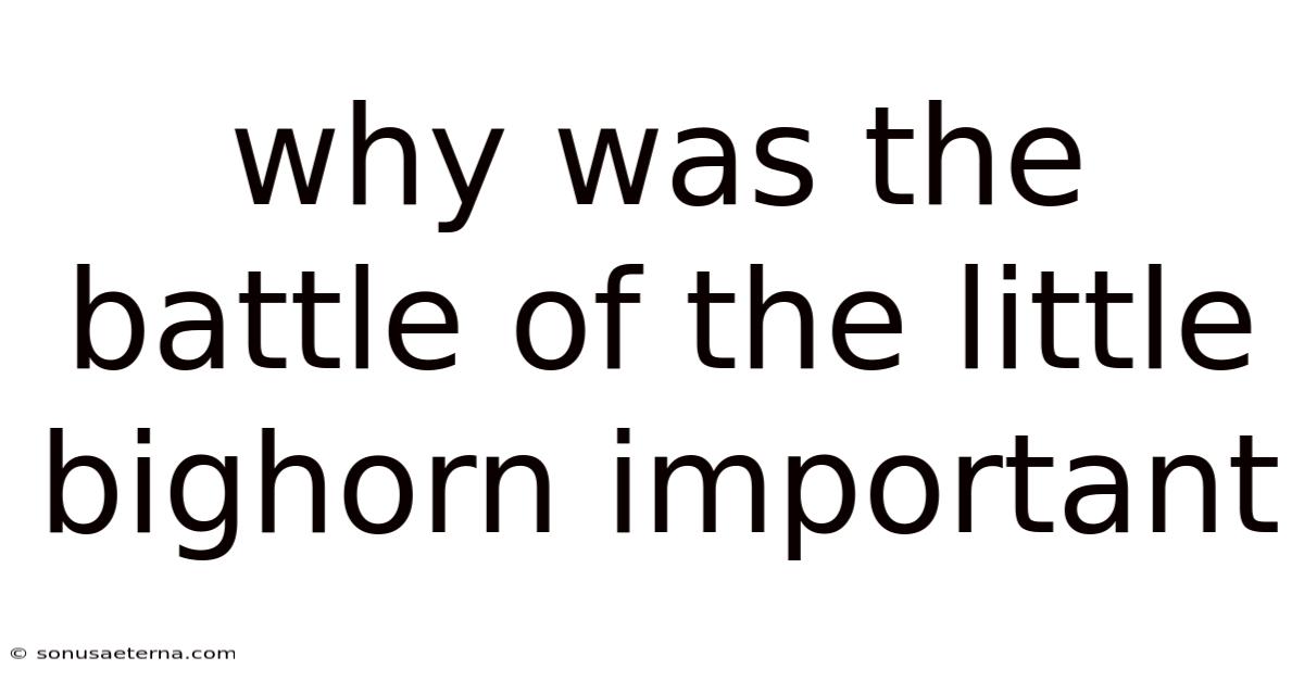 Why Was The Battle Of The Little Bighorn Important