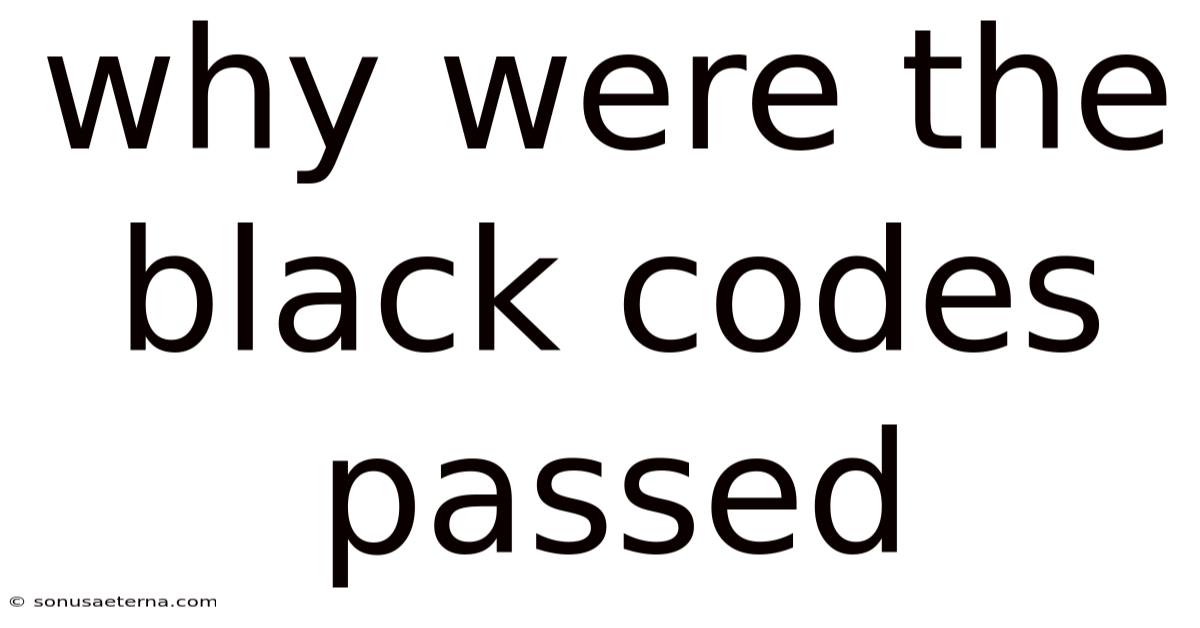 Why Were The Black Codes Passed